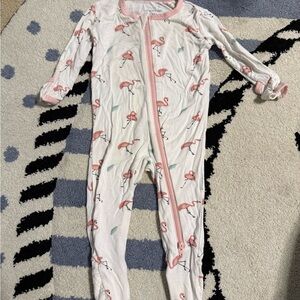Babies' Pink Flamingo Zip-Front Footie One-Piece